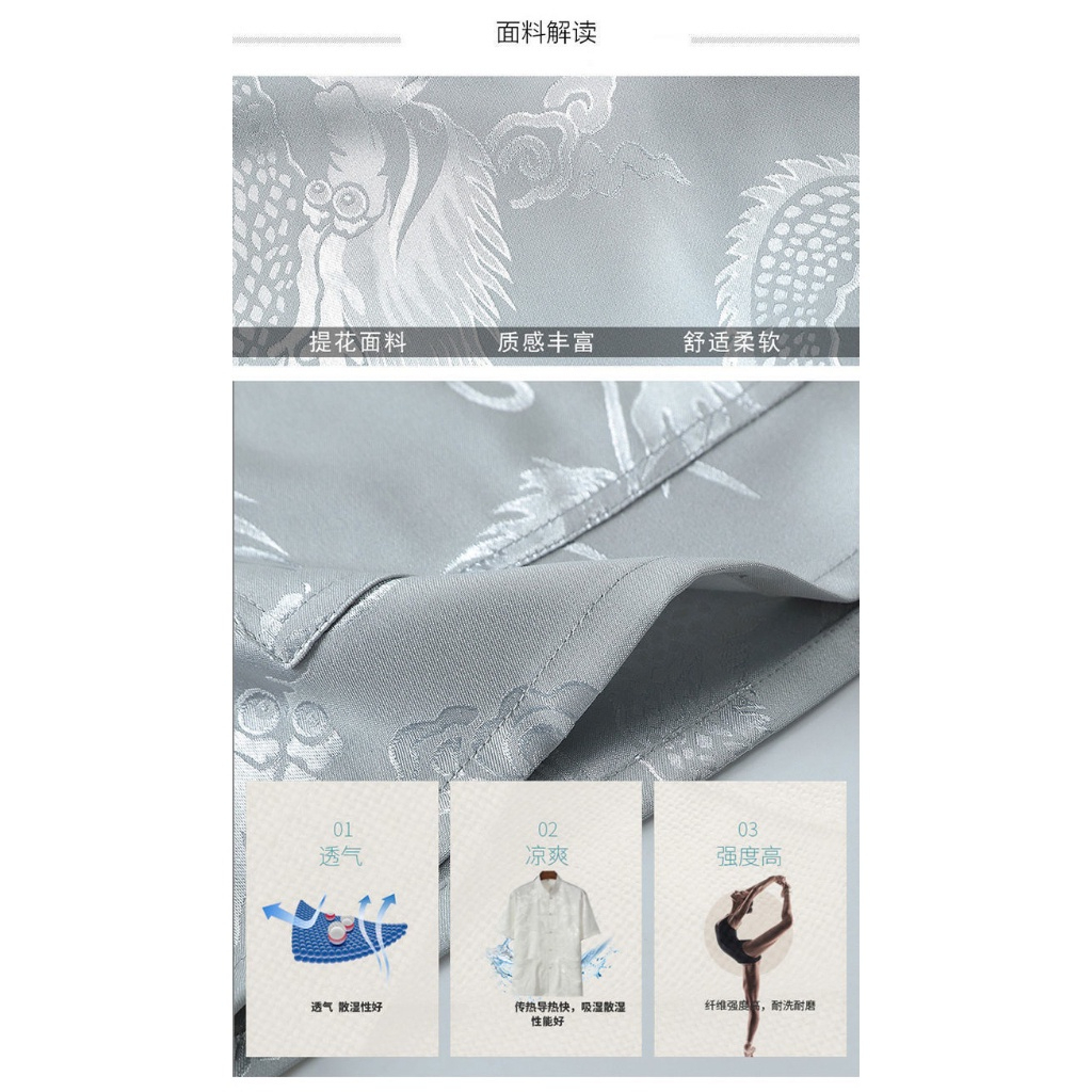 Men Samfu Traditional Short Sleeve CNY Tang Suit - Grey - Image 4