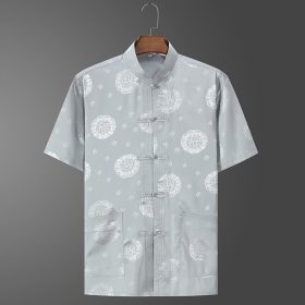 Men Samfu Traditional Short Sleeve CNY Tang Suit - Grey