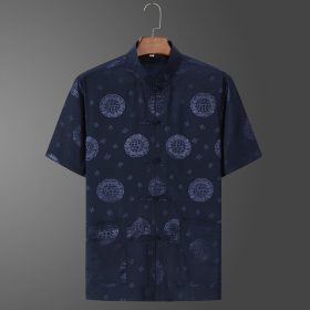 Men Samfu Traditional Short Sleeve CNY Tang Suit - Navy Blue