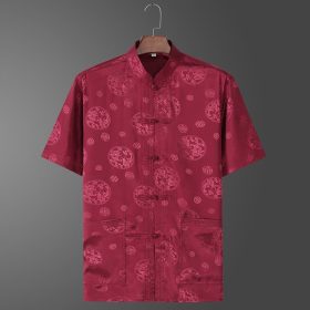 Men Samfu Traditional Short Sleeve CNY Tang Suit - Red
