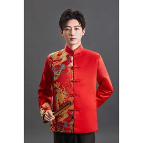 Men Tang Suit Top Dragon Long Sleeve CNY Traditional Chinese Coat Improved Pattern Brocade - DZ5-1