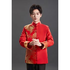 Men Tang Suit Top Dragon Long Sleeve CNY Traditional Chinese Coat Improved Pattern Brocade - DZ6-1