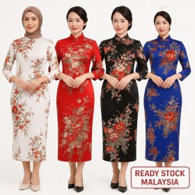 Traditional Cheongsam Dress Muslim Women Plus Size - Black - Image 2
