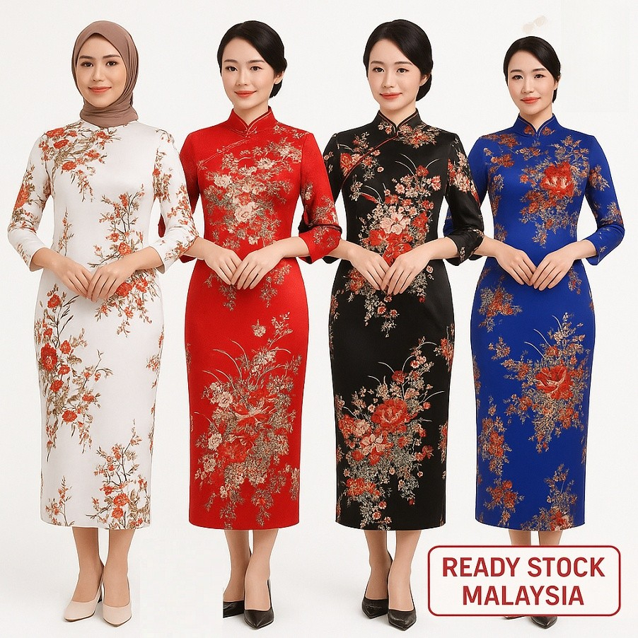 Traditional Cheongsam Dress Muslim Women Plus Size - Black - Image 2