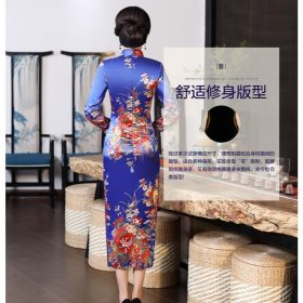 Traditional Cheongsam Dress Muslim Women Plus Size - Blue - Image 4