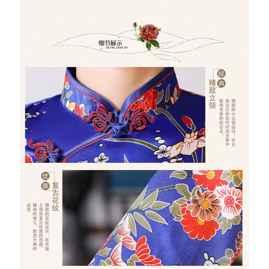 Traditional Cheongsam Dress Muslim Women Plus Size - Black - Image 3