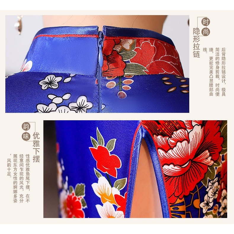 Traditional Cheongsam Dress Muslim Women Plus Size - Black - Image 4