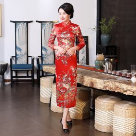 Traditional Cheongsam Dress Muslim Women Plus Size - Red - Image 1