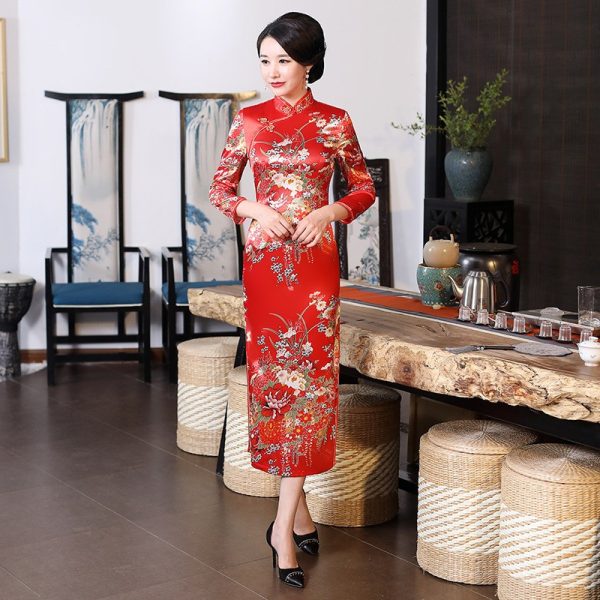 Traditional Cheongsam Dress Muslim Women Plus Size - Red