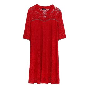 Lace Cheongsam/Qipao Dress Chinese New Year Plus Size - Red - Image 3