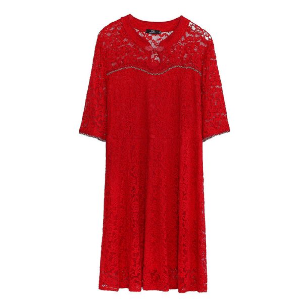 Lace Cheongsam/Qipao Dress Chinese New Year Plus Size - Red