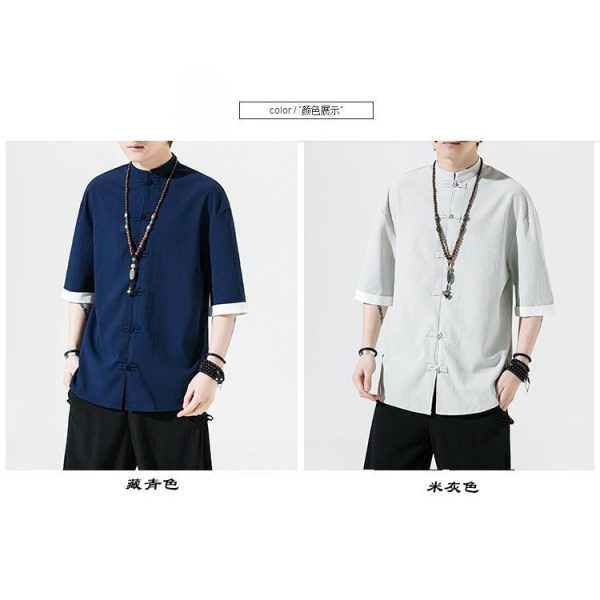 Traditional Chinese Men's Clothing Chinese Style Tang Suit Hanfu Tea Clothes New Year Annual Ice Silk Male Youth Summer Trend Loose Short - Yellow