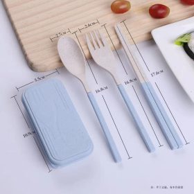 Portable Wheat Cutlery Set Travel Spoon Fork Chopstick Box / Spoon Set / Door gift / Wedding gift - Blue