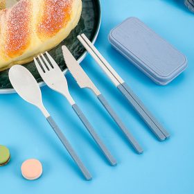 Portable Wheat Cutlery Set Travel Spoon Fork Chopstick Box / Spoon Set / Door gift / Wedding gift - Pink - Image 14