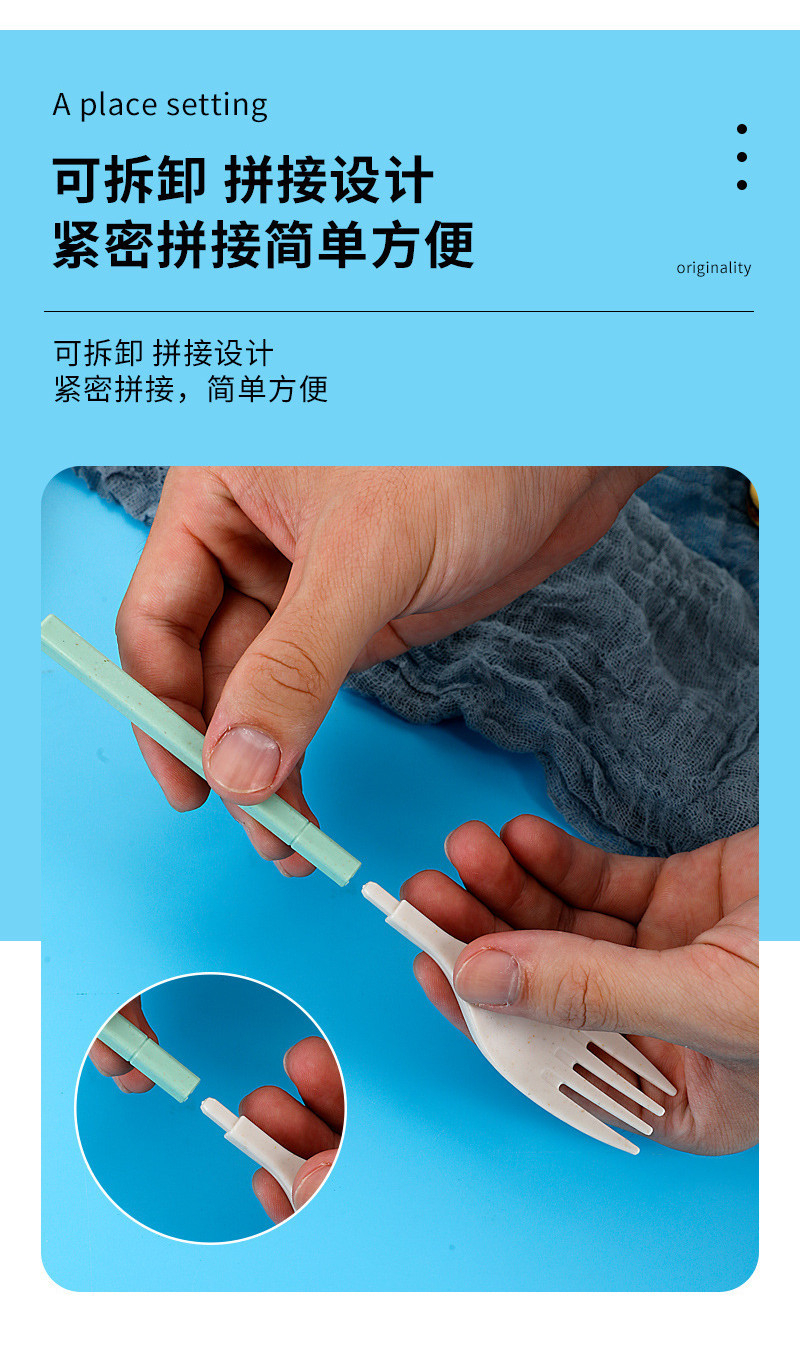 Portable Wheat Cutlery Set Travel Spoon Fork Chopstick Box / Spoon Set / Door gift / Wedding gift - Pink - Image 8