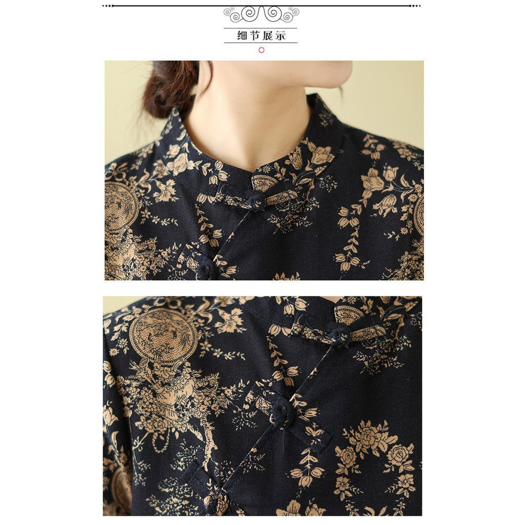 Chinese Style qipao CNY Clothes 2026 Cheongsam Dress Women Plus size dress - Navy Blue - Image 10