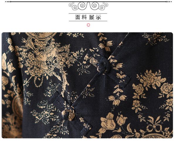 Chinese Style qipao CNY Clothes 2026 Cheongsam Dress Women Plus size dress - Navy Blue