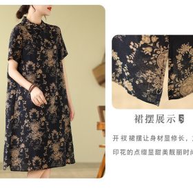 Chinese Style qipao CNY Clothes 2026 Cheongsam Dress Women Plus size dress - Navy Blue - Image 6
