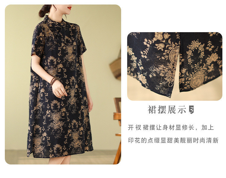 Chinese Style qipao CNY Clothes 2026 Cheongsam Dress Women Plus size dress - Navy Blue - Image 6