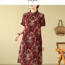 Chinese Style qipao CNY Clothes 2026 Cheongsam Dress Women Plus size dress - Wine Red - Image 7