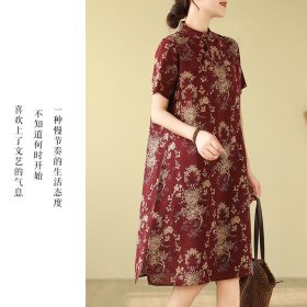 Chinese Style qipao CNY Clothes 2026 Cheongsam Dress Women Plus size dress - Wine Red - Image 6