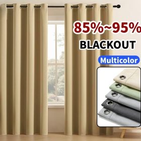 7ft Blackout Curtain Blackout Plain Curtain For Window Thermal Insulated Reduce Noise - Dark Blue - Image 2