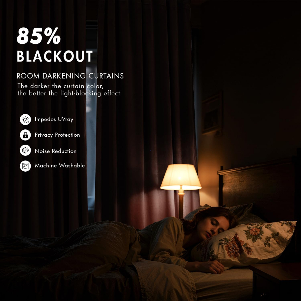 7ft Blackout Curtain Blackout Plain Curtain For Window Thermal Insulated Reduce Noise - Dark Blue - Image 5