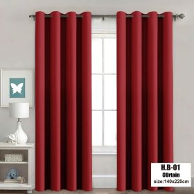 7ft Blackout Curtain Blackout Plain Curtain For Window Thermal Insulated Reduce Noise - Red