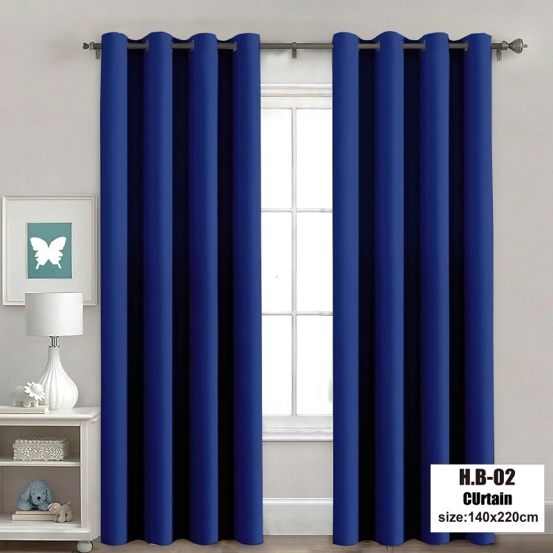 7ft Blackout Curtain Blackout Plain Curtain For Window Thermal Insulated Reduce Noise - Dark Blue - Image 1