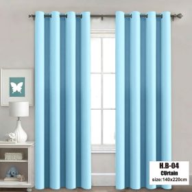 7ft Blackout Curtain Blackout Plain Curtain For Window Thermal Insulated Reduce Noise - Light Blue