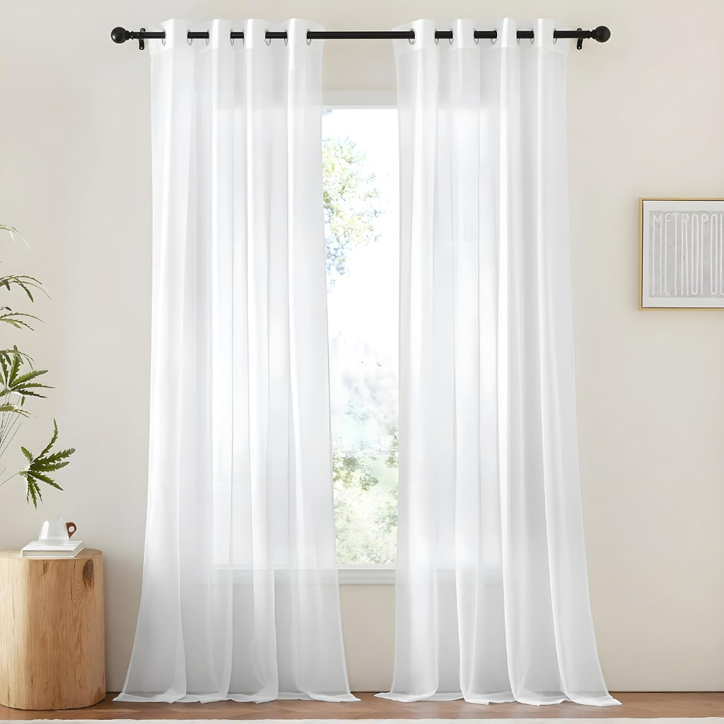 7ft Blackout Curtain Blackout Plain Curtain For Window Thermal Insulated Reduce Noise - White Yam - Image 1