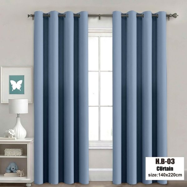 7ft Blackout Curtain Blackout Plain Curtain For Window Thermal Insulated Reduce Noise - Mist Blue