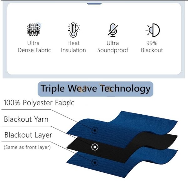Blackout Thick Curtain Ring Type - Sky Blue