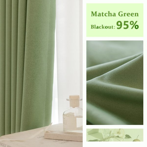Blackout Thick Curtain Ring Type - Matcha Green