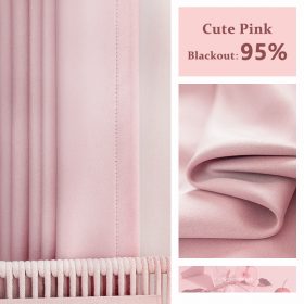 Blackout Thick Curtain Ring Type - Cute Pink - Image 1