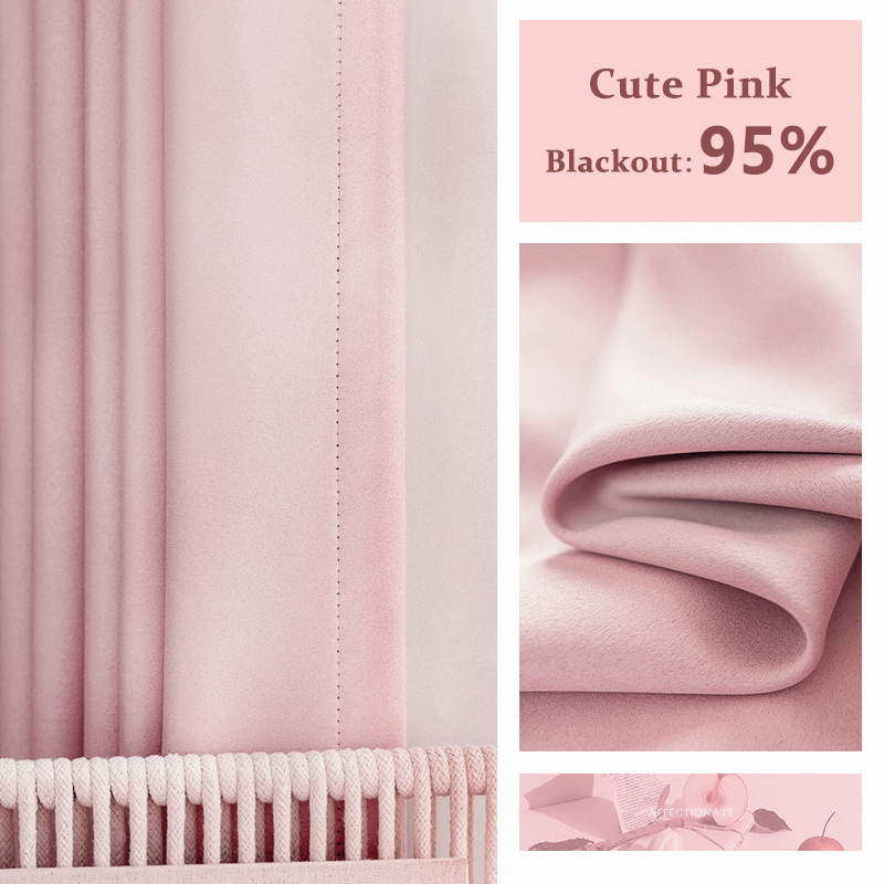 Blackout Thick Curtain Ring Type - Cute Pink - Image 1