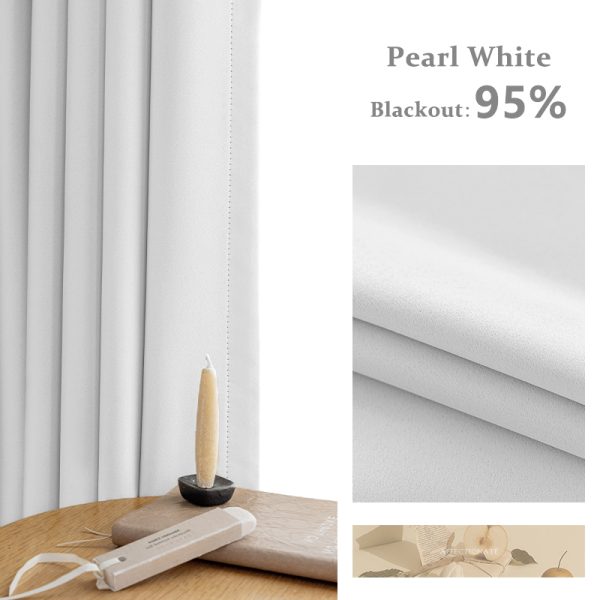 Blackout Thick Curtain Ring Type - Pearl White
