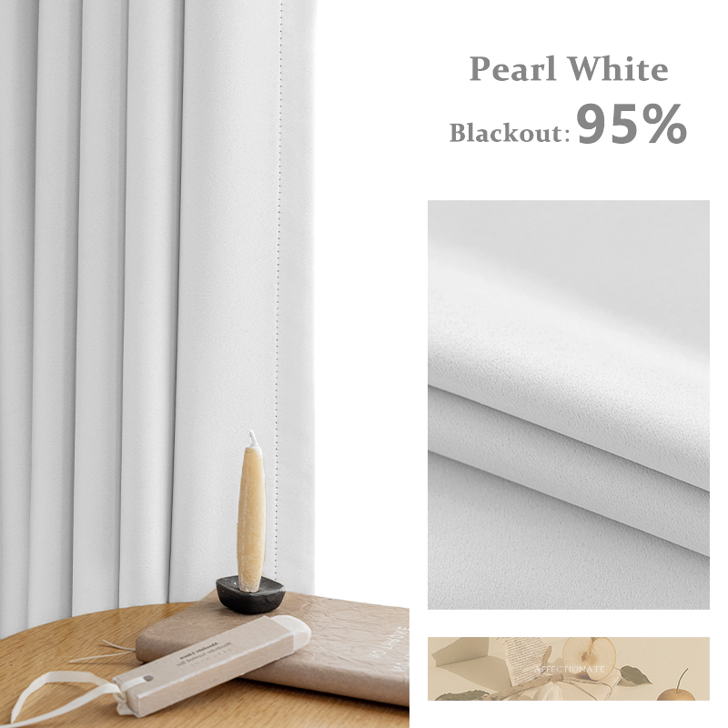 Blackout Thick Curtain Ring Type - Pearl White - Image 1