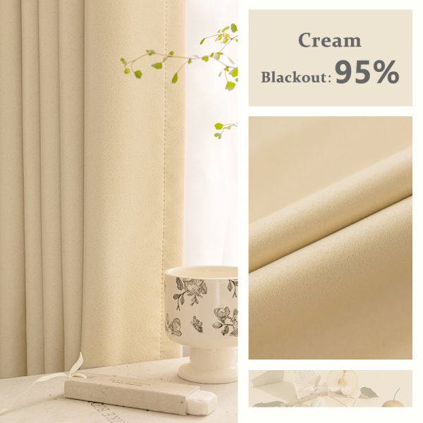 Blackout Thick Curtain Ring Type - Cream
