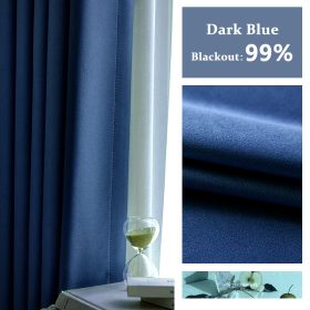 Blackout Thick Curtain Ring Type - Dark Blue - Image 1