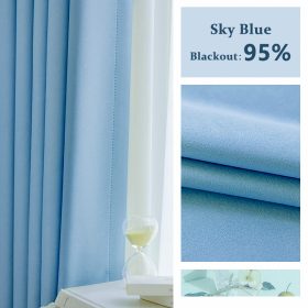 Blackout Thick Curtain Ring Type - Sky Blue - Image 1
