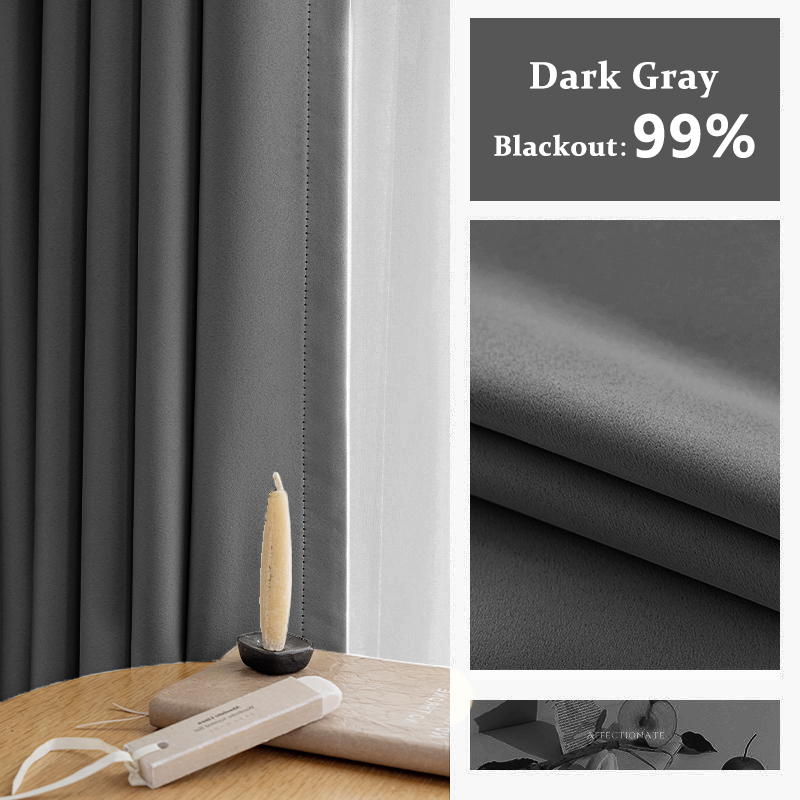 Blackout Thick Curtain Ring Type - Dark Grey - Image 1