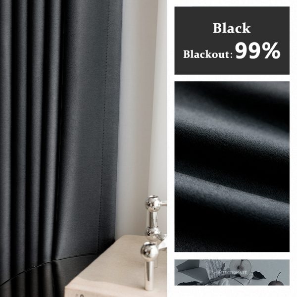 Blackout Thick Curtain Ring Type - Black