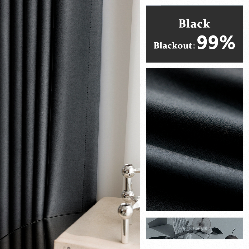 Blackout Thick Curtain Ring Type - Black - Image 1