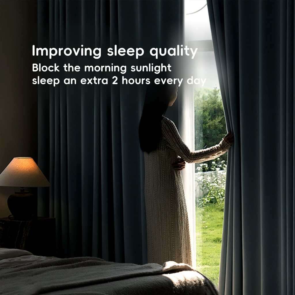 Blackout Thick Curtain Ring Type - Sky Blue - Image 3