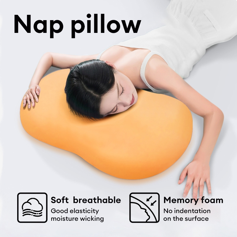 Memory Foam Nap Small Pillow Student Sleeping Pillow Office Lunch Break Lying Down Artifact Seat Pillow - Yellow - Image 6