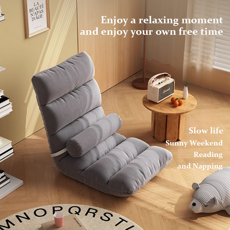 Lazy Sofa japanese chair Tatami Bed Backrest Magic Lazy Small Sofa Bedroom Floor Armchair Foldable - Grey (B-small) - Image 2