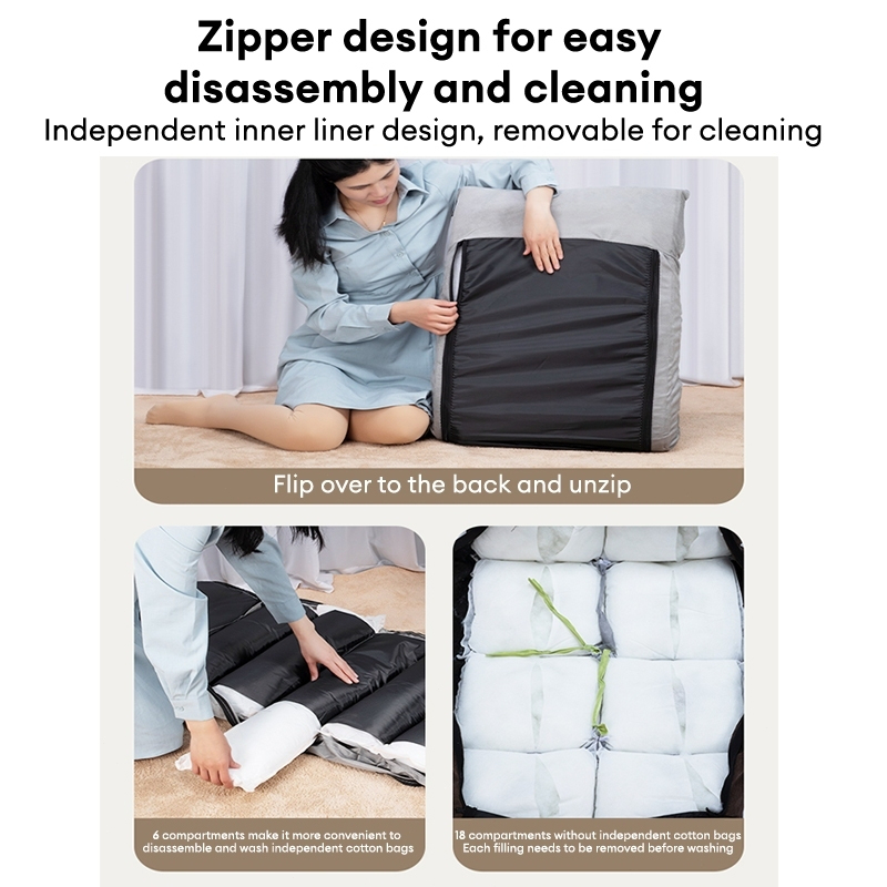 Lazy Sofa japanese chair Tatami Bed Backrest Magic Lazy Small Sofa Bedroom Floor Armchair Foldable - Grey (B-small) - Image 9