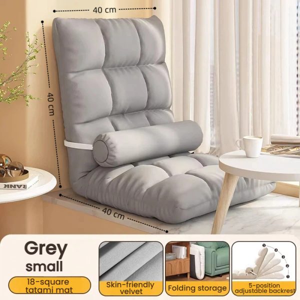 Lazy Sofa japanese chair Tatami Bed Backrest Magic Lazy Small Sofa Bedroom Floor Armchair Foldable - Grey (B-small)