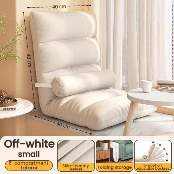 Lazy Sofa japanese chair Tatami Bed Backrest Magic Lazy Small Sofa Bedroom Floor Armchair Foldable - White (A-small)